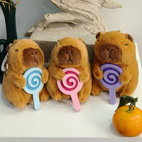 Peluche Capybara Kawaii avec sucette, jouet en peluche doux et moelleux tenant un bonbon, Capybara relaxé, cadeau d'anniversaire pour filles