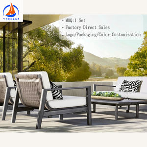 Vente directe d'usine ethan rmg meubles d'extérieur en forme de U ensemble de 5 pièces en aluminium <span class=keywords><strong>santa</strong></span> <span class=keywords><strong>fe</strong></span> canapé d'extérieur à lattes - Product Image 1