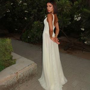 Nuevo Producto: Vestido de Fiesta Maxi con Estampado Digital, Cuello Halter Profundo en V, Elegante con Hebilla, Tendencia de Verano, para Cumpleaños y Bodas - Product Image 6