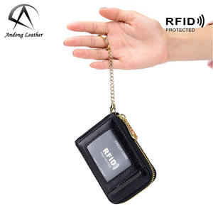 Andong - Tarjetero de Cuero Vacuno Genuino con Múltiples Posiciones, Bloqueo RFID, Cartera para Hombre y Mujer, Monedero con Llavero, Bolsillo para Mujer - Product Image 2