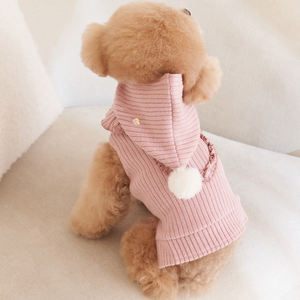 2025 Natal Ano Novo Outono e Inverno New Pink Thickened Listrado Cat Clothing Pet Dress Clothing + Hat - Product Image 6