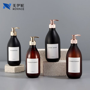Minnie 500ml Electroplated Pump <b>Bottle</b> Frosted Round Shoulder PET <b>Plastic</b> Lotion Shampoo Body Wash Dispenser <b>Empty</b> Container - Product Image 2