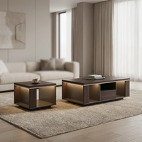 Table basse moderne pour salon, petite, ronde, en bois, marbre, avec cadre en métal, ensemble de tables basses, style minimaliste nordique