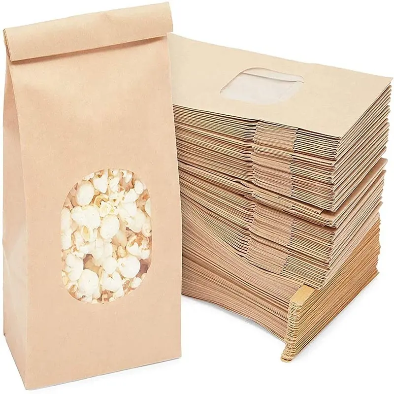 Kraft Paper Treat Bags with Tin Ties Custom size paper bag for restaurant with free logo printing