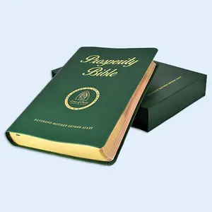 2023便宜的定制PU皮革圣经书籍印刷与纸板防尘套