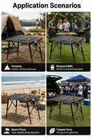 Table de barbecue pliante pour le camping, station de cuisson portable en plein air, réglable sur 7 niveaux, grille en métal, plateau à charbon de bois