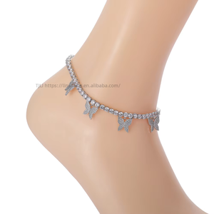 Tobillera pequeña de 4 mm para mujer, accesorios ajustables para el pie con colgante - Product Image 2