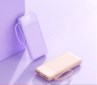 Chargeur portable avec câble intégré - 10000 mAh, charge rapide, batterie externe USB C, mince, 22,5 W, écran LED, 5 sorties