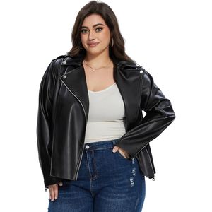 Veste en cuir souple d'automne, veste courte en cuir PU classique à fermeture éclair pour femmes, style décontracté - Product Image 6