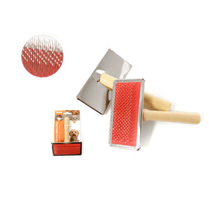 หวีสัตว์เลี้ยงด้ามไม้หนาแน่น ด้านเดียว ขนาดใหญ่ 13*11.7 ซม. ขนแปรงสแตนเลสปลายมน - Product Image 4