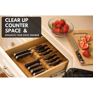 Soporte de madera para cuchillos, organizador de cuchillos de cocina de bambú de 7 piezas, soporte duradero para cubiertos para uso doméstico - Product Image 2