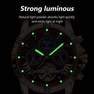 Reloj Mecánico Automático para Hombre Proedagar 1410, Correa de Acero Inoxidable, Diseño de Lujo, Resistente al Agua, Calendario, Esfera de 41 mm, Luminoso - Product Image 3