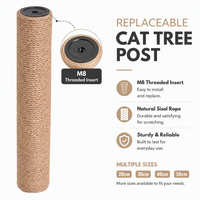 Colonne de remplacement pour arbre à chat, griffoir remplaçable, insert fileté M8, poteau en papier, tailles 6.1-8.8cm