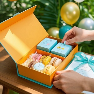 Custom Design Logo Luxury Macaron Packaging Recyclable Pink Magnetic <b>Box</b> for Macarons <b>Dessert</b> - Product Image 6