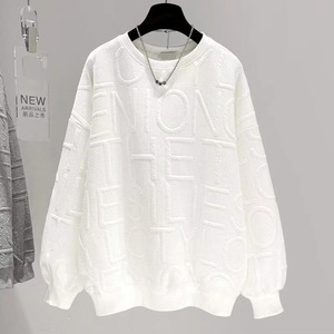 เสื้อสเวตเชิ้ตโอเวอร์ไซส์สีขาวถักนิตติ้ง ผ้าฝ้าย 100% เป็นมิตรกับสิ่งแวดล้อม กันน้ำ มีฮู้ด ลวดลายตัวอักษรนูน สไตล์ลำลอง ใส่ได้ทั้งชายและหญิง - Product Image 1