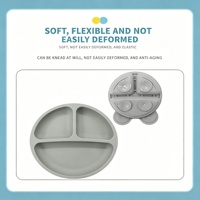 Assiette Bébé en Silicone Personnalisée à Compartiments, Style Minimaliste, avec Base Ventouse, Résistante aux Hautes Températures, Compatible Micro-ondes