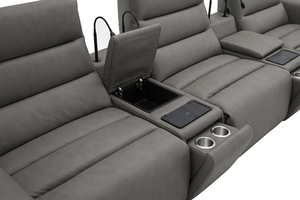 Conjunto de Asientos de Cine Profesionales en Nivel, Sofá Reclinable Eléctrico de Cuero de Lujo con Reposacabezas <span class=keywords><strong>Motorizado</strong></span> para Sala Multimedia Privada - Product Image 5