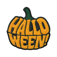 Patch citrouille brodé en chenille orange de 3,9 pouces avec lettrage Halloween pour chapeau ou casquette, thermocollant ou à coudre, en feutre, usine OEM
