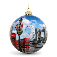Boule de Noël personnalisée avec logo imprimé, souvenir de Londres, décorations de Noël de Londres