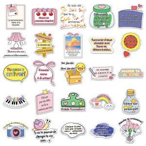 50 autocollants graffiti inspirants français, phrases et phrases à énergie <span class=keywords><strong>positive</strong></span>, tasse d'eau décorative étanche et - Product Image 3
