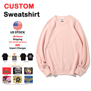 Hot Sale Wholesale 300g 100% Cotton Puff Silk Screen Printing Terry <strong>Crewneck</strong> Blank Plain Custom Hoodies Women <strong>Mens</strong> <strong>Sweatshirt</strong> - Product Image 2