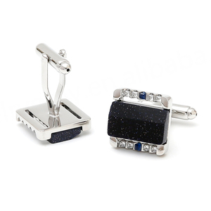 Light Luxury Starry Obsidian Rhinestone square Silver Copper Men's <b>Shirt</b> Cufflinks - Product Image 6