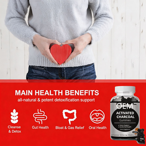 Gummies de <span class=keywords><strong>Charbon</strong></span> Actif en Vrac, 60 Unités, Soutien Détoxifiant <span class=keywords><strong>pour</strong></span> la Santé Intestinale et Buccale, Marque Privée OEM - Product Image 2