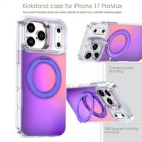 Coque de téléphone en acrylique rigide à bords souples, magnétique, effet caméléon, couleur vive transparente, deux-en-un pour iPhone 17 Pro Max