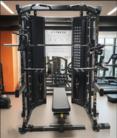 Rack de musculation multifonctionnel Smith pour squats, compatible OEM, avec empilement de poids à disques ou à tiges, en acier inoxydable, usage commercial