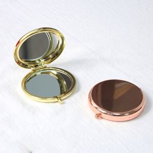 Miroir de poche fantaisie en métal gravé au laser, logo personnalisé, style vintage moderne, portable, mini, petit miroir pliant en verre pour maquillage - Product Image 5
