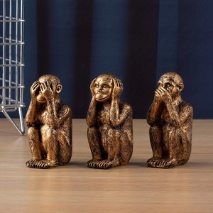 Figuras de resina de los <span class=keywords><strong>Tres</strong></span> <span class=keywords><strong>Monos</strong></span> <span class=keywords><strong>Sabios</strong></span>, no ven, no hablan, decoración para el hogar, artesanías, diseño creativo, adornos de <span class=keywords><strong>monos</strong></span> que no ven ni oíen - Product Image 2