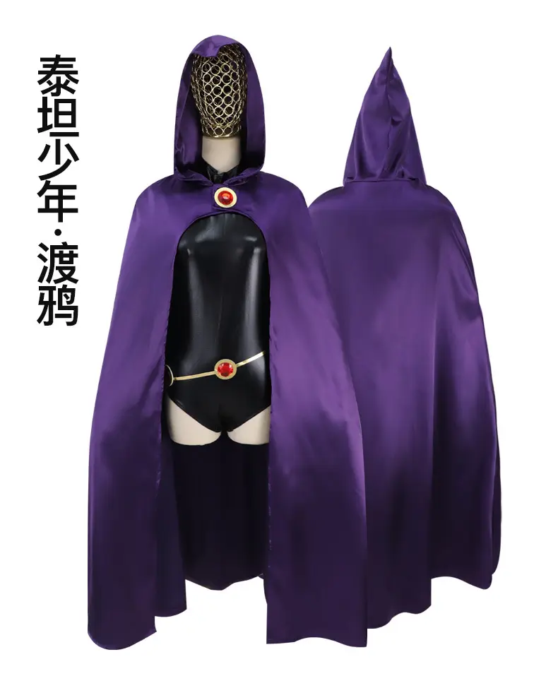 Disfraz de Cosplay de superhéroe Titan para adolescentes, mono negro con capucha púrpura, capa, monos para fiesta de Halloween, novedad