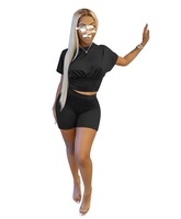 Ensemble 2 pièces de couleur unie pour femmes, shorts et haut, tenues d'été, vêtements de détente, ensembles assortis décontractés pour femmes, vêtements de course, tenue de sport pour la salle de sport