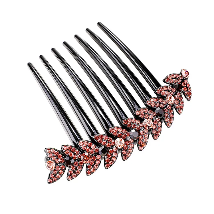 Trendy 12CM Bridal fishbone hair comb for women classic rhinestone hairpin shining hairpin hair accessories