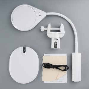 8 <span class=keywords><strong>LED</strong></span> ánh sáng 2.3x 6x <span class=keywords><strong>Magnifying</strong></span> di động có thể điều chỉnh đứng kiểm tra kính lúp bảng đèn thủy tinh biểu tượng tùy chỉnh trắng OEM CN; zhe - Product Image 3