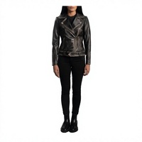 Veste de moto légère coupe-vent en cuir fendu pour femme, manches longues, fermeture éclair, logo personnalisé, vente en gros, OEM, marque privée, Amazop