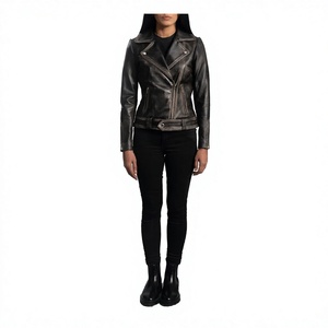 <b>Women</b> Split Leather Windproof <b>Lightweight</b> Moto <b>Jacket</b> Full Sleeve Zipper Custom Logo Wholesale OEM Private Label Amazop - Product Image 3
