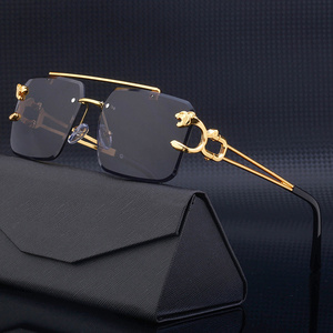 Lunettes carrées de luxe homme femme marque Designer Vintage lunettes sans monture mâle femme mode rétro miroir Oculos De Sol - Product Image 2