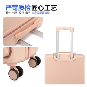 Front Opening Carry On <b>Suitcase</b> 20 Inch Ultralight Spinner <b>Wheels</b> With Lock Solid Color For Leisure Travel Unisex - Product Image 3