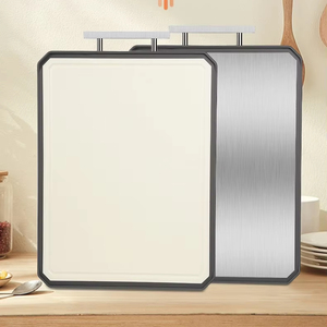 Planche à découper carrée en acier inoxydable double face antidérapante, résistante au lave-vaisselle, pour la cuisine domestique, qualité alimentaire, modèle LM01 (vente en gros) - Product Image 1