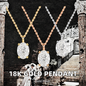 สร้อยคอทองคำแท้ 18K แบบคลาสสิกสำหรับทุกเพศ พร้อมจี้เพชรทรงรี 1 กะรัต สี F ฝังแบบ Prong-Set เพชรเติมเต็ม ความใส VVS/VS เพชรเพาะเลี้ยงในห้องปฏิบัติการ - Product Image 3