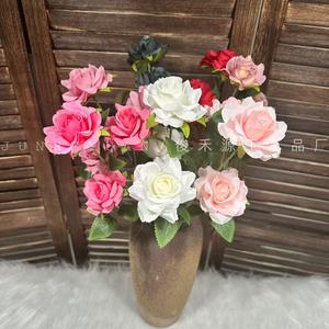 Ramo de Rosas Artificiales Junheyuan en Blanco, Rosa Claro, Rosa Oscuro, Rojo, Morado, Rojo Oscuro y Negro para Decoración de Bodas y Hogar, Arreglos Florales - Product Image 1