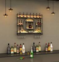 Étagère à vin en fer forgé de luxe, murale et lumineuse, avec des cages de rangement pour comptoir de bar, pour meubles de maison et porte-liquores