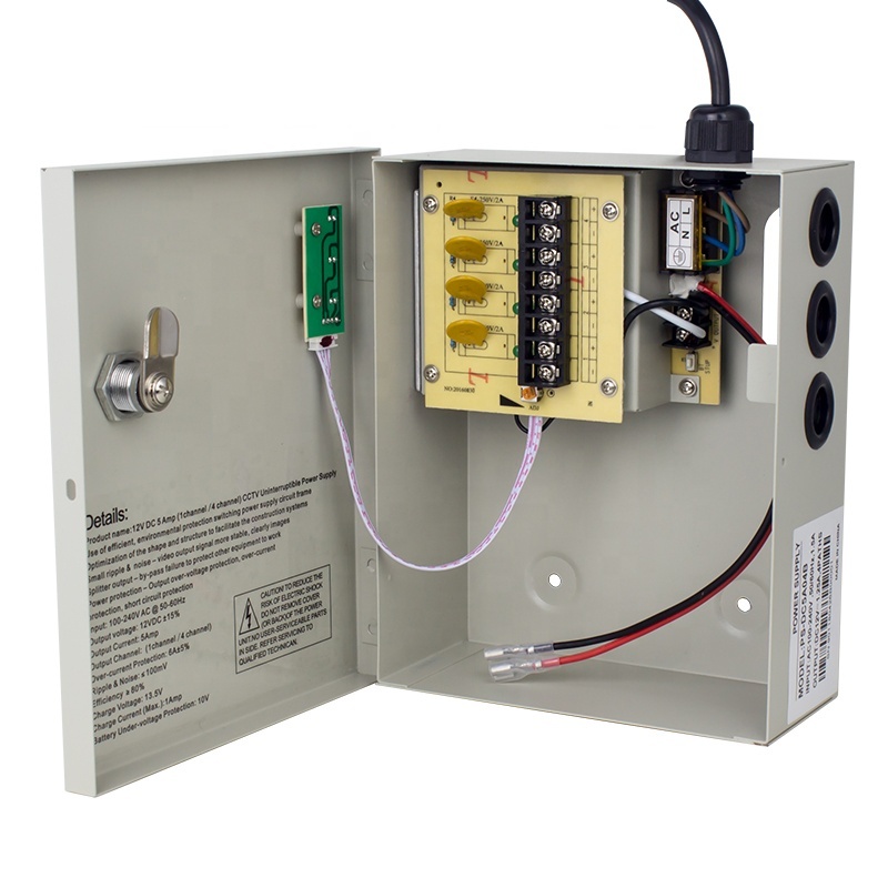 4CH аварийный блок питания UPS DC 12V 5A CCTV, блок питания без резервного питания