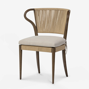 Chaise de salle à manger sans accoudoirs en chêne massif, style dossier à oreilles, siège tressé, design moderne, mobilier de bureau à domicile, panneau en contreplaqué - Product Image 4