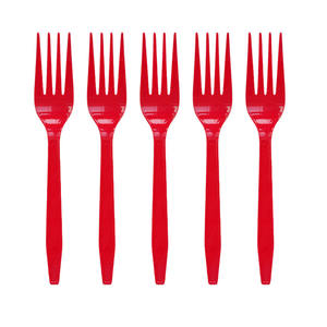 أدوات مائدة بلاستيكية حمراء بالجملة، شوك بلاستيكية للاستخدام مرة واحدة، أدوات مائدة بلاستيكية قابلة للتحلل البيئي، طقم أدوات مائدة للاستخدام مرة واحدة للأعراس - Product Image 3