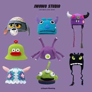 Shrek inspiré tricoté laine pull chapeau vert femmes automne et hiver chaud mignon dessin animé chapeau pour hommes - Product Image 1