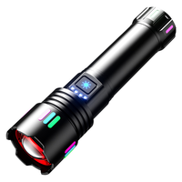 Lampe torche LED super lumineuse blanche 20W avec zoom, en alliage d'aluminium, rechargeable par USB, affichage numérique de la batterie, pour le camping en plein air et les situations d'urgence