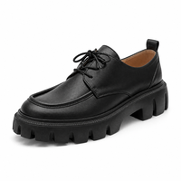 Chaussures Oxford vintage en cuir pour femmes, à lacets, bout rond, semelle plateforme épaisse