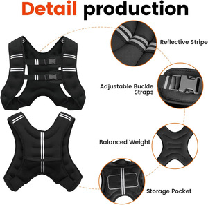 Customized Men's and Women's Reflective Strength Training Vest Adjustable <b>Board</b> Weight for Jogging Running Fitness - Product Image 3